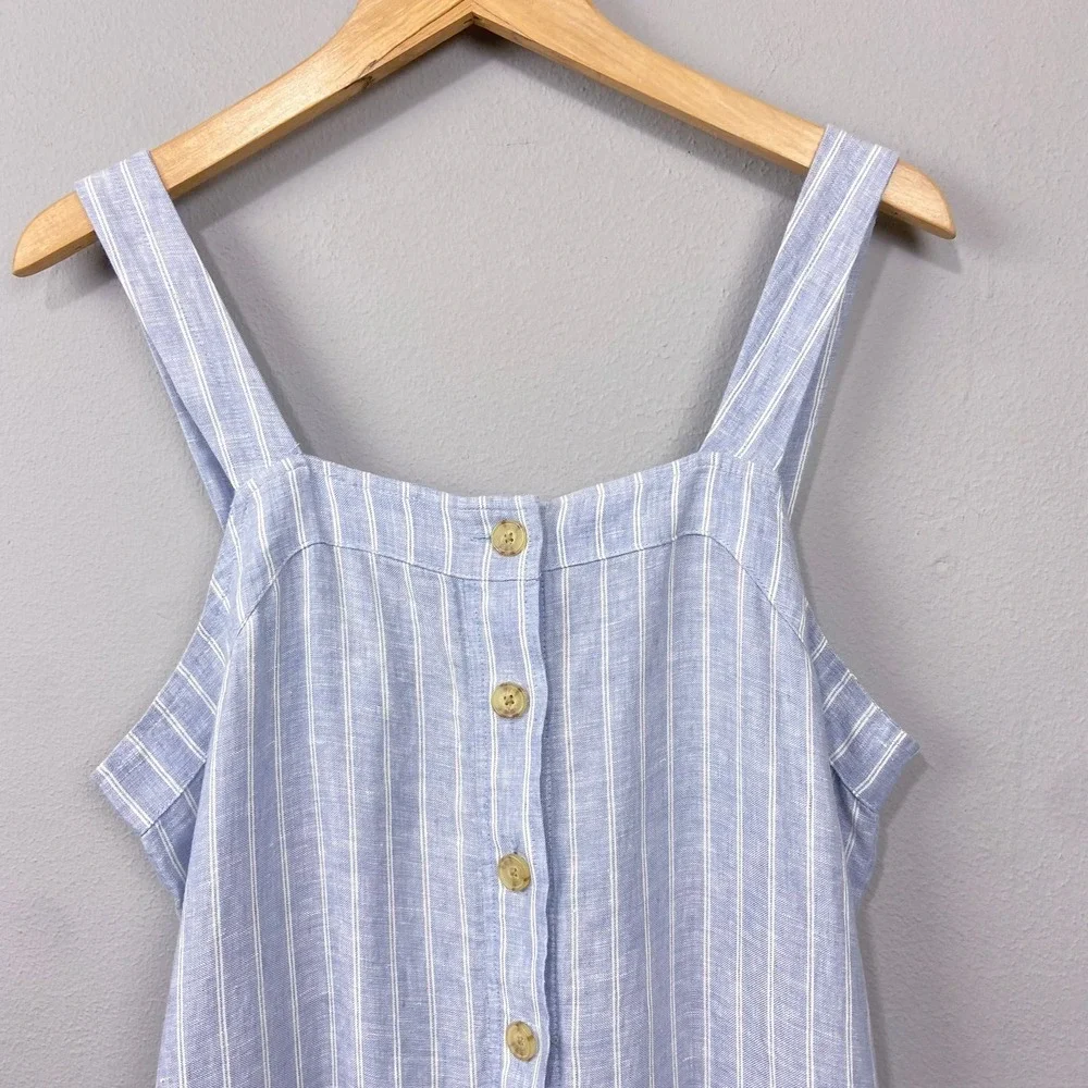 Everlane The Linen Jumpsuit Size‎ 14 Button Front Sleeveless Beachy Minimalist